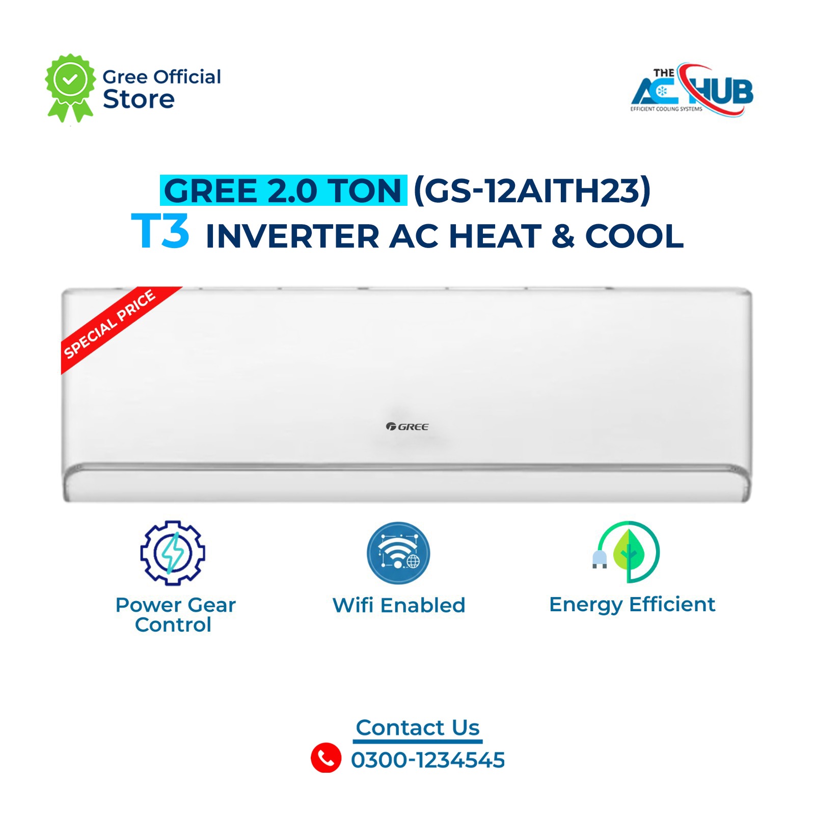 Gree 2 Ton T3 Tropical inverter AC, Full DC inverter, R410 Split Air Conditioner