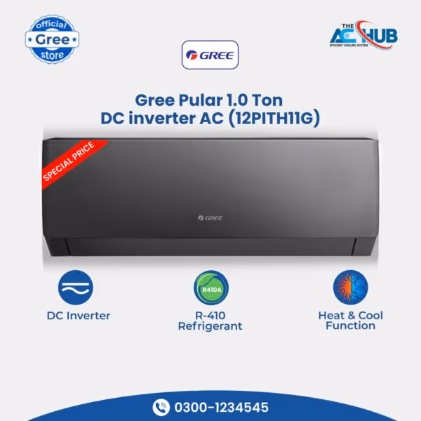 GREE 1 ton DC inverter ac GREE 1 ton inverter ac Turbo Cooling ac 12000 BTU Split AC Pular Series ac