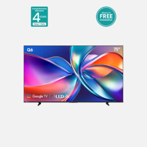 Hisense 75" 4K QLED Google TV 75Q6N – Quantum Dot, Dolby Vision, HDR10+, Dolby Atmos & 4-Year Comprehensive Warranty